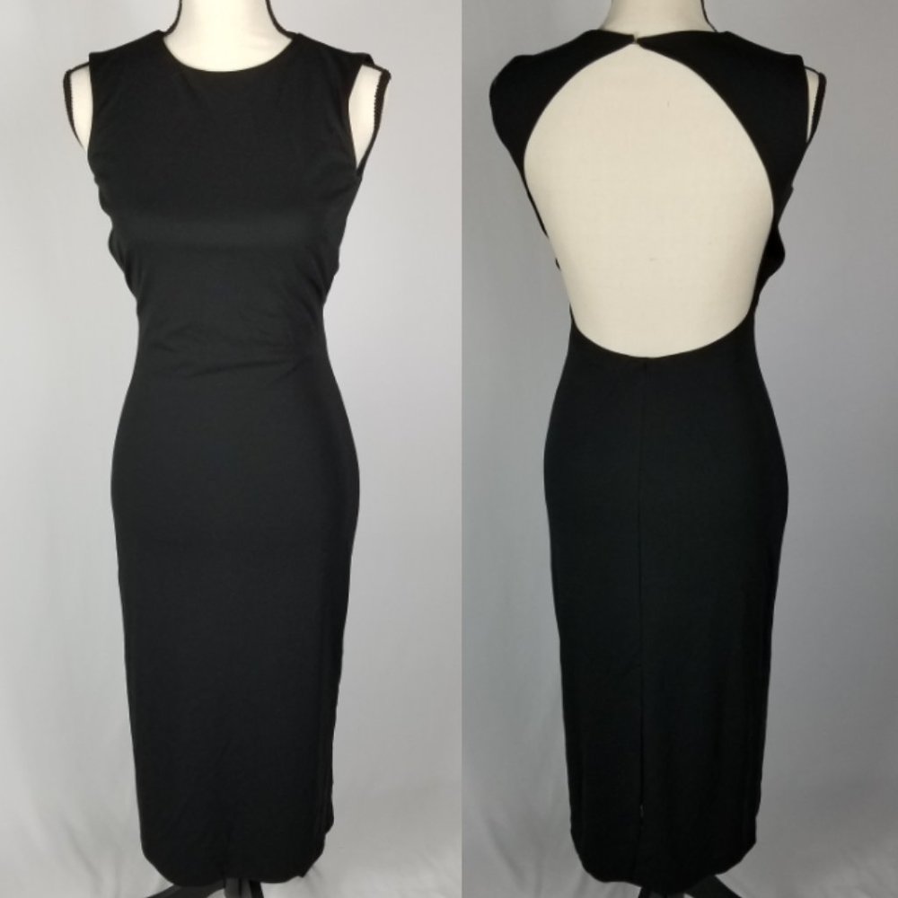 The Limited | Open Back Black Midi Dress